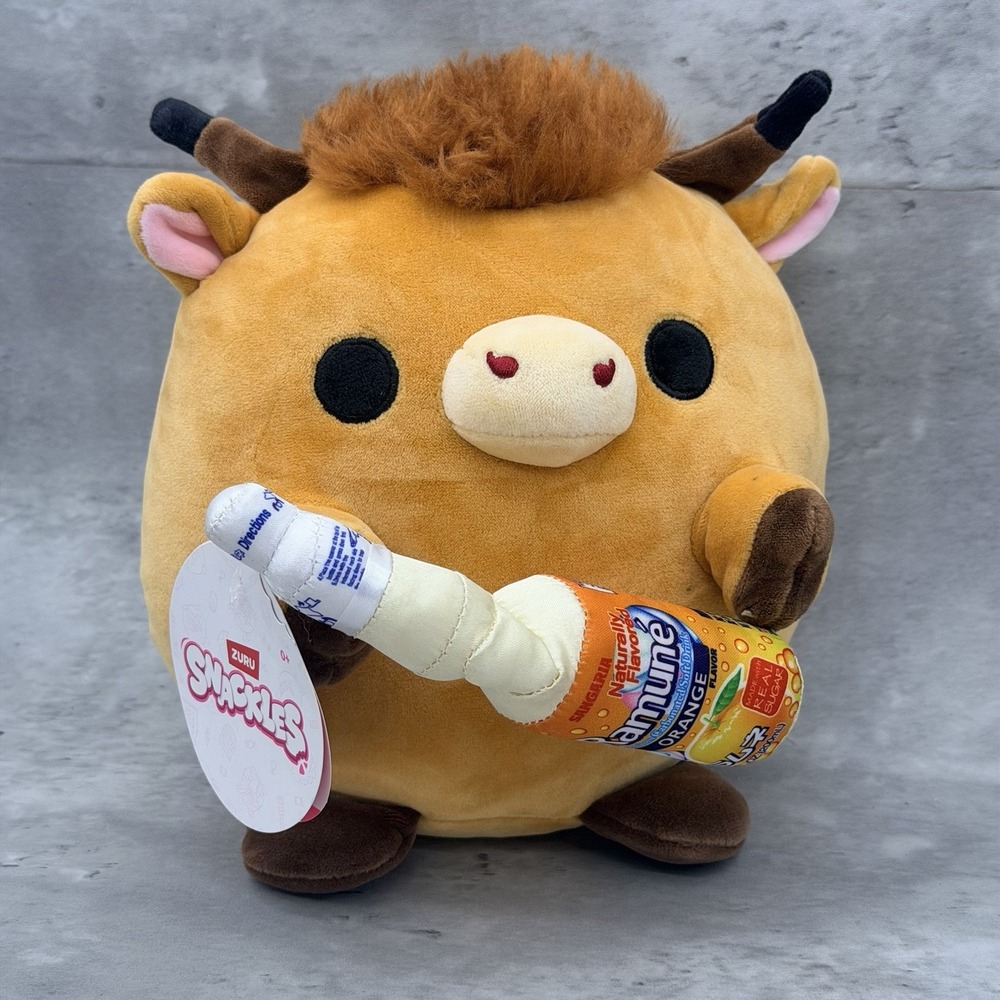 Zuru Snackles Series 3 Robbie the Highland Cow holding Ramune Soda 8" Plush